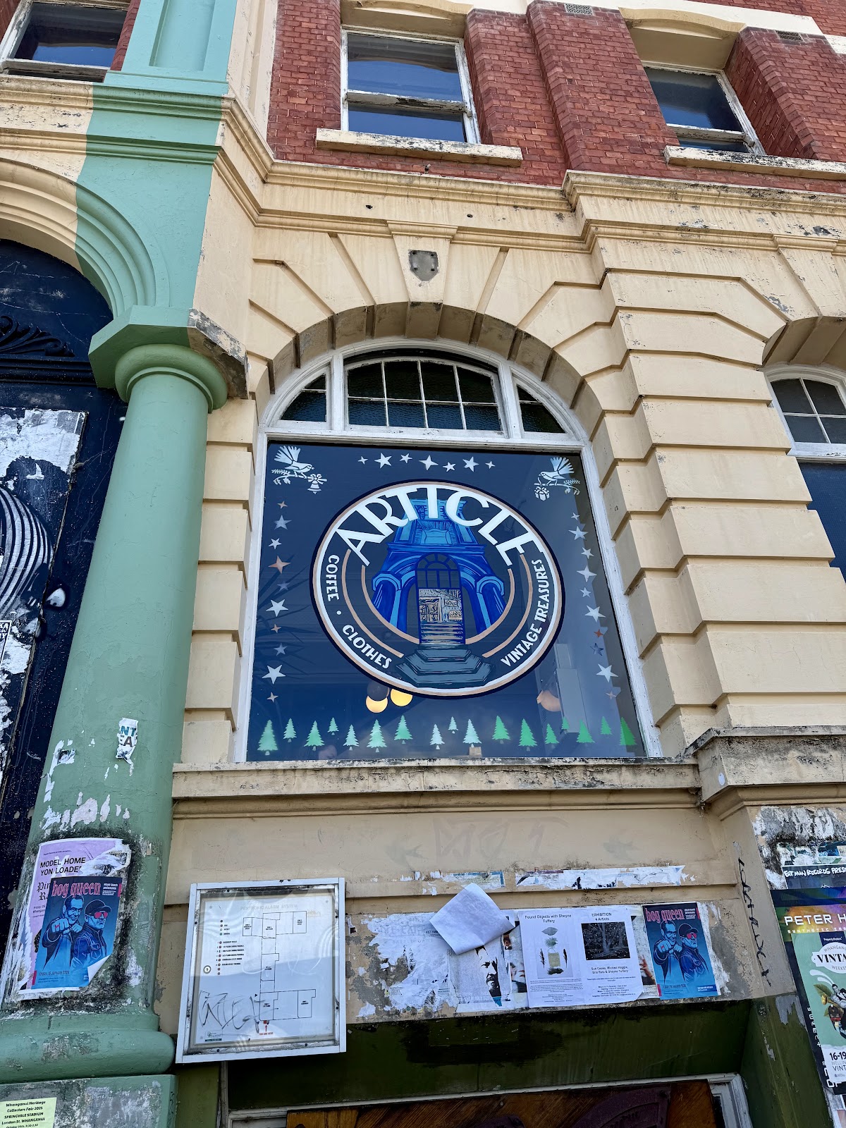 The Article roundel in the Old Chronicle Building window